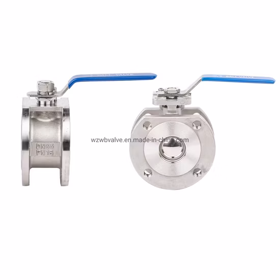 Valvola a sfera con flangia wafer tipo CF8m SS304 1PC Pn16 Italia con cuscinetto di montaggio ISO
